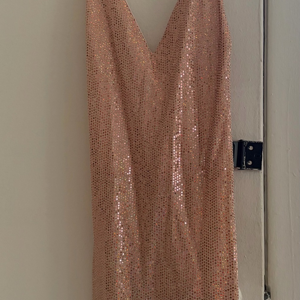 Lovely Day Backless Sequin Dress in Rose Gold